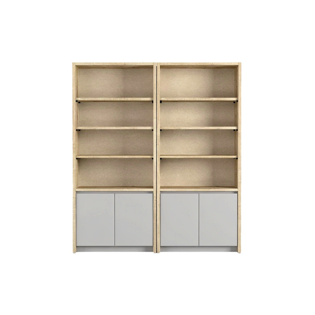 **Nowoczesna biblioteka z szafkami dolnymi - styl skandynawski**